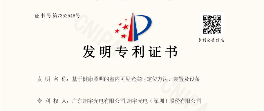 喜報 | 旭宇光電榮獲可見光通信領域國家發明專利授權